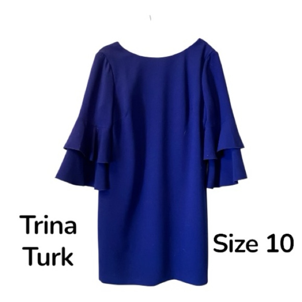 Trina Turk Royal Blue Flared Sleeve Dress